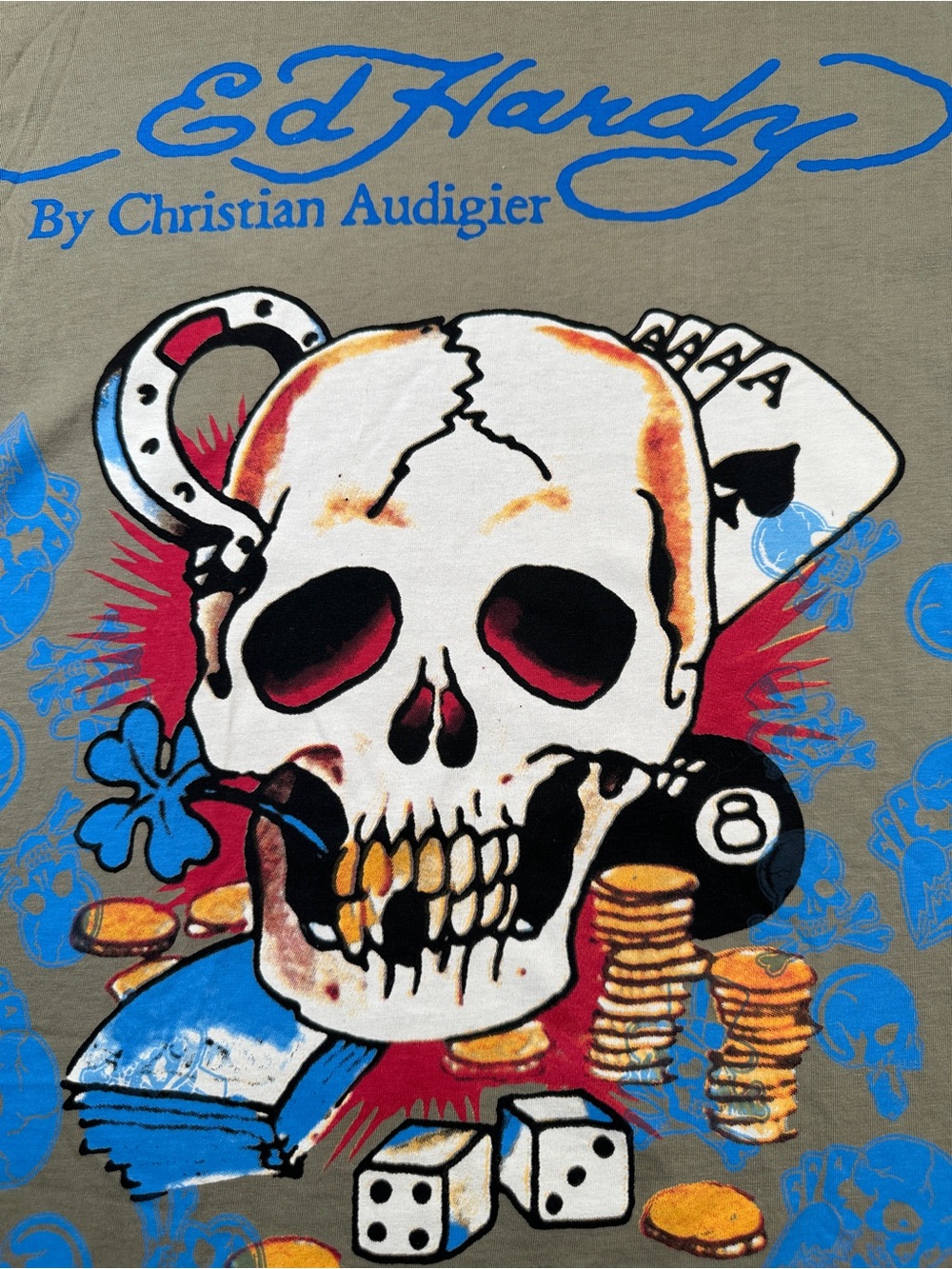 Vintage Ed Hardy By Christian Audigier Skull Gambling T Shirt Mens M USA NWOT